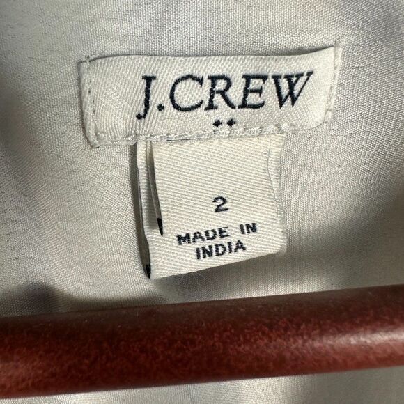 J. Crew White Blue Stripe Faux Wrap Short Sleeve V-Neck Dress Size 2 Cotton - Picture 3 of 5